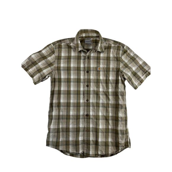 Carhartt Plaid Short Sleeve Shirt Medium Button-Up Outdoor Workwear - Picture 1 of 7
